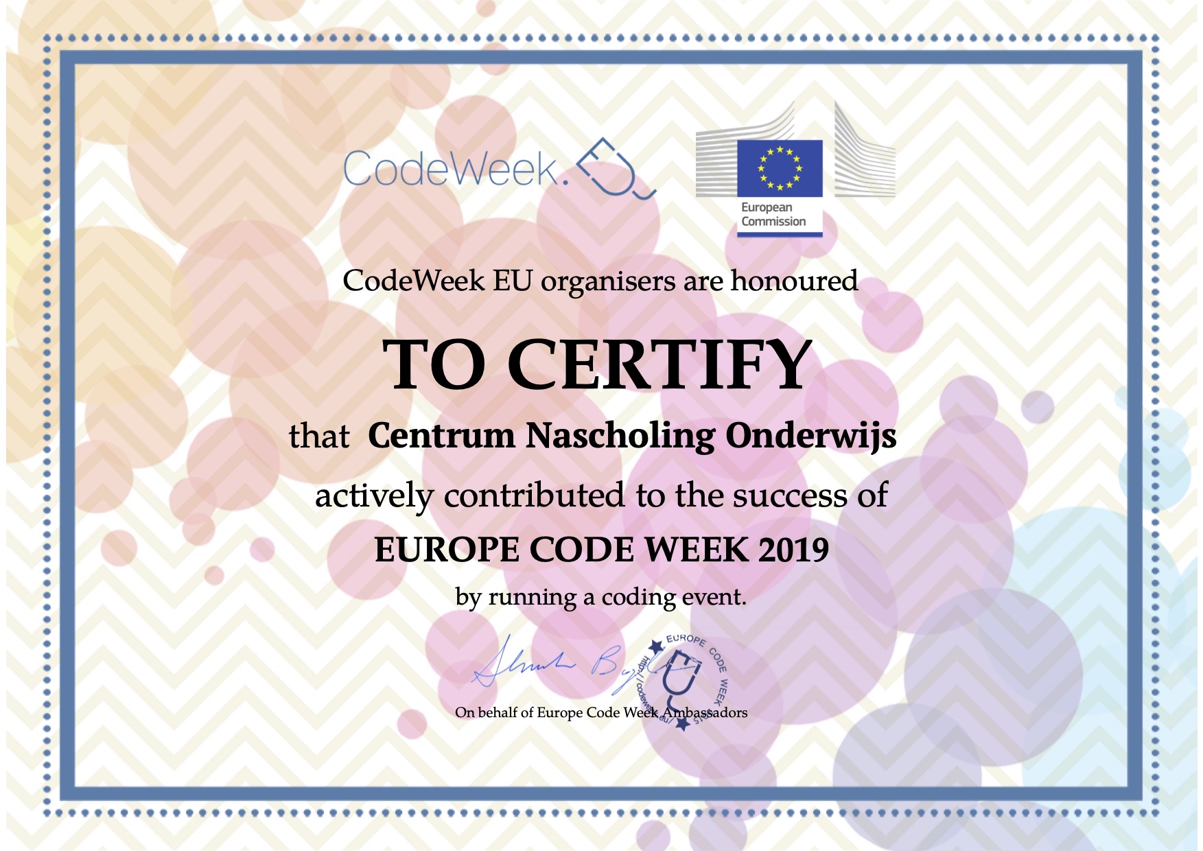 certificaat codeweek 2019